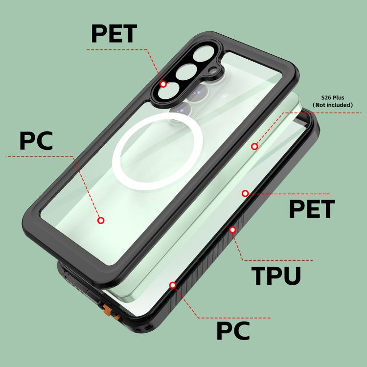 Custodia per telefono ibrida in PC e TPU RedPepper MagSafe antiurto IP68 impermeabile, For Samsung Galaxy S26+ 5G, For Samsung Galaxy S26 Ultra 5G, For Samsung Galaxy S26 5G, For Samsung Galaxy S25 FE 5G