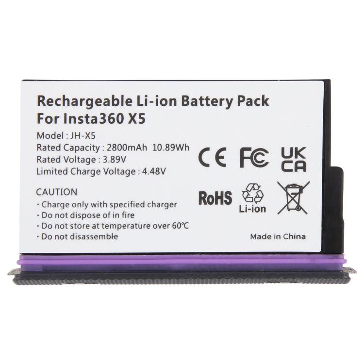 Batteria JH-X5 da 2800 mAh per action camera Insta360 X5., For Insta360 X5