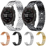Cinturino per orologio in metallo con texture a squame di pesce xDfind, For Garmin Fenix 8/7X/6X/5X 26mm, For Garmin Fenix 8/7/6/5 22mm, For Garmin Forerunner 235/220/620/630, For Garmin Forerunner 35 / 30 / 35J