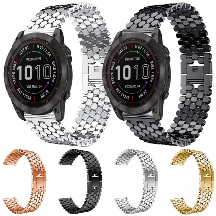 Cinturino per orologio in metallo con texture a squame di pesce xDfind, For Garmin Fenix 8/7X/6X/5X 26mm, For Garmin Fenix 8/7/6/5 22mm, For Garmin Forerunner 235/220/620/630, For Garmin Forerunner 35 / 30 / 35J