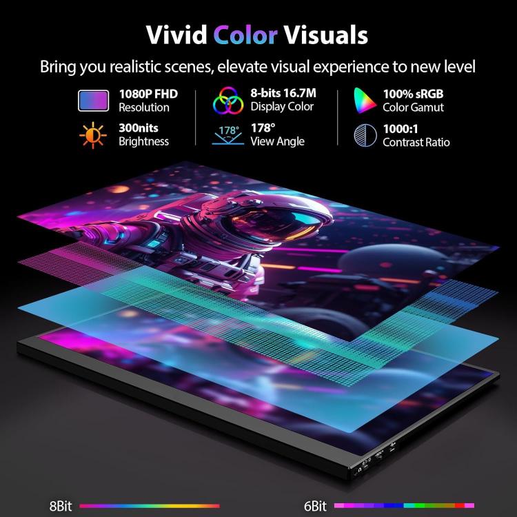 P161Q10G 16.1 inch 2.5K Portable Monitor 144Hz Extended Screen, 16.1 inch 2.5K 144Hz