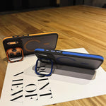 Custodia per telefono magnetica MagSafe con supporto per obiettivo in metallo satinato effetto pelle., For iPhone 13 Pro, For iPhone 13, For iPhone 12
