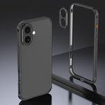 Custodia Armor con telaio in metallo antiscivolo su entrambi i lati e copriobiettivo., For iPhone 16 Pro, For iPhone 16