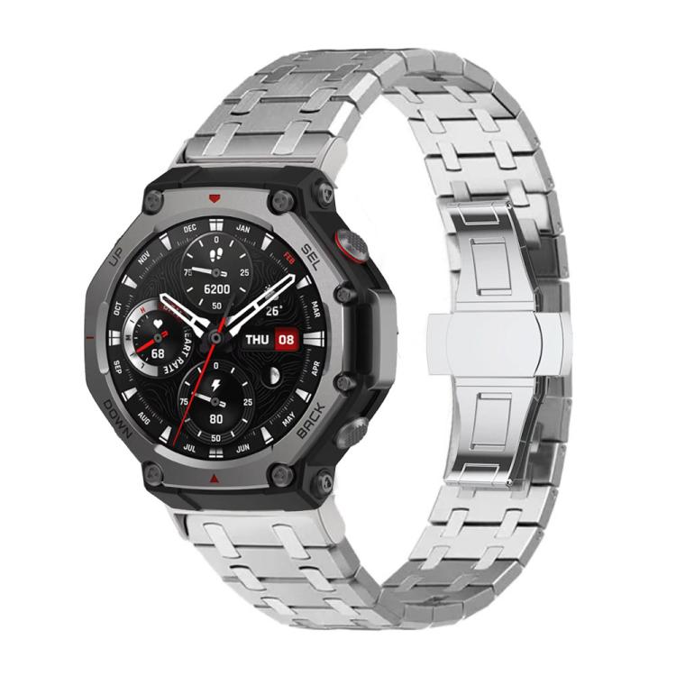 Cinturino per orologio in lega di titanio con fibbia a farfalla., For  Amazfit T-Rex 3, For  Amazfit T-Rex 2, For Amazfit T-Rex Pro