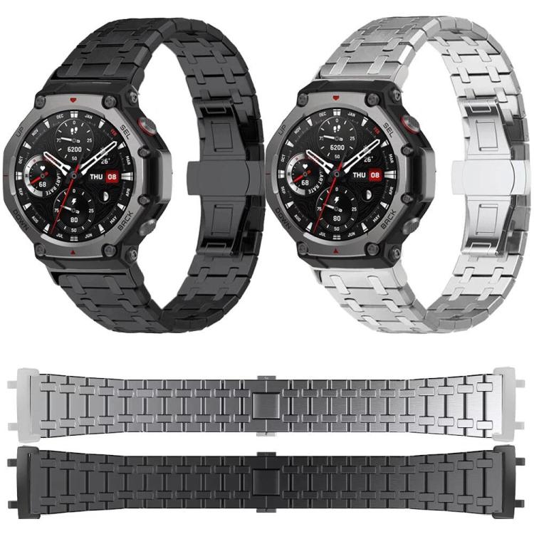 Cinturino per orologio in lega di titanio con fibbia a farfalla., For  Amazfit T-Rex 3, For  Amazfit T-Rex 2, For Amazfit T-Rex Pro