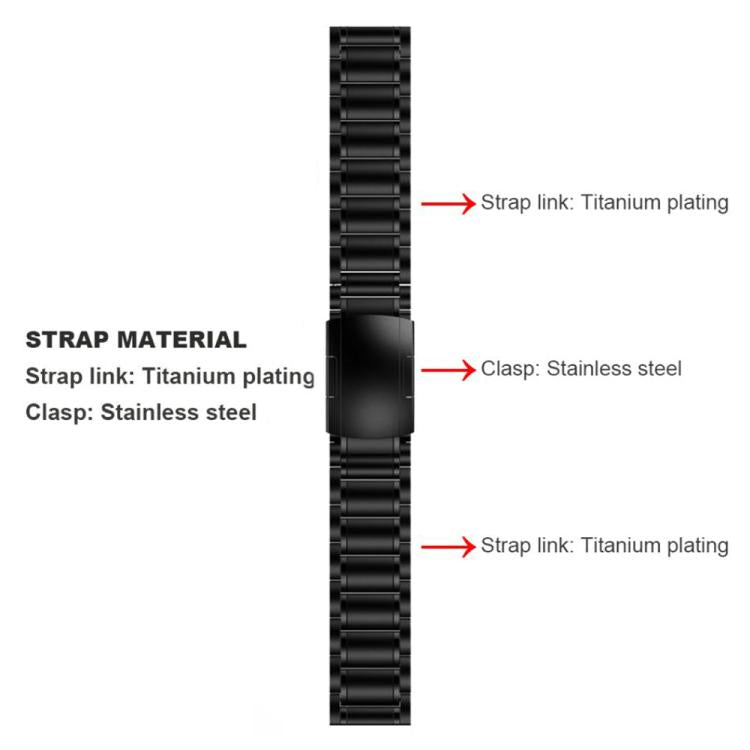 Cinturino per orologio in lega di titanio con fibbia a tartaruga e cinque perline, 22mm