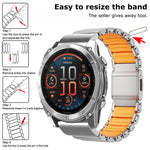 Cinturino per orologio in lega di titanio con fibbia magnetica Norman integrata a una sola perlina, For Garmin 26mm