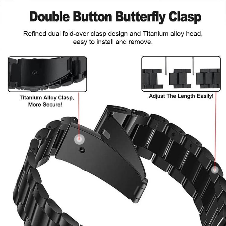 Cinturino per orologio in lega di titanio con fibbia piatta integrata a tre perline e sgancio rapido., For Garmin 22mm, For Garmin 26mm, For Garmin 20mm