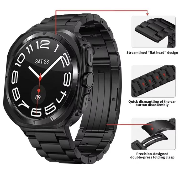 Cinturino per orologio in lega di titanio con fibbia HW a tre perline, staccabile., For Samsung Galaxy Watch Ultra 47mm / Ultra 2025, For Samsung Galaxy Watch8 / Watch8 Classic