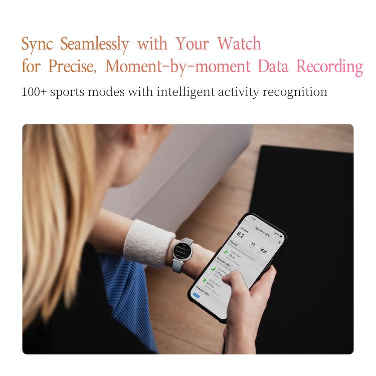 Smartwatch GTR4 da 1,27 pollici con schermo TFT per donna, certificazione IP68, supporto per il monitoraggio della frequenza cardiaca.