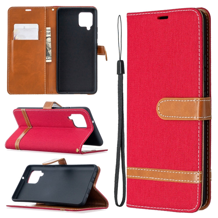 Custodia portafoglio in pelle e denim per Samsung Galaxy A42 5G