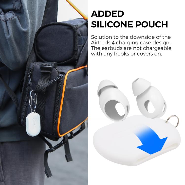 XDcase - 3 paia di tappi auricolari in silicone con custodia e moschettone, For AirPods 4
