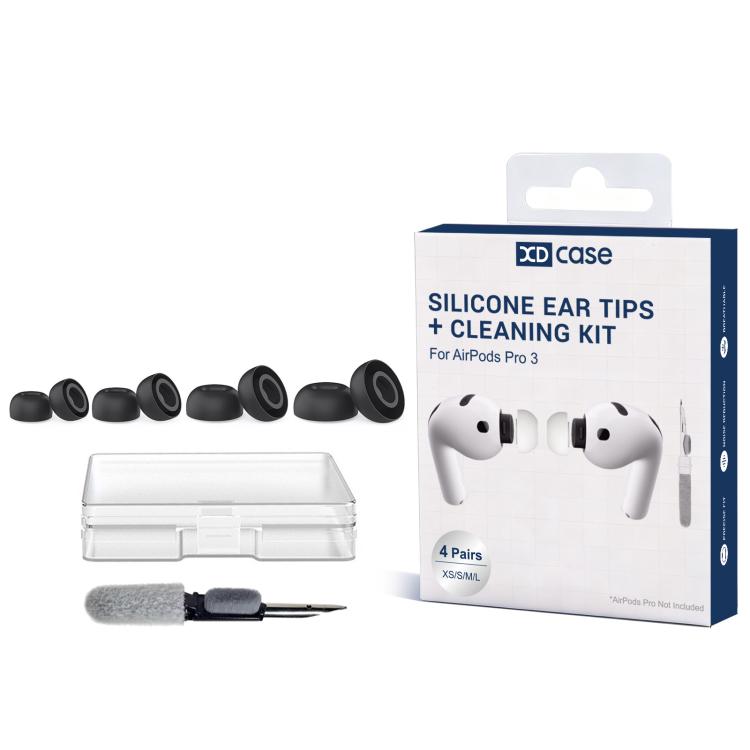 XDcase 4 paia di inserti auricolari di ricambio in silicone con kit per la conservazione e la pulizia, For AirPods Pro 3