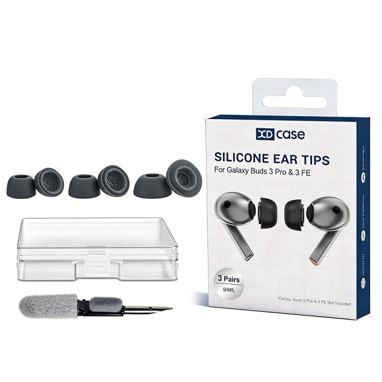 XDcase - 3 paia di inserti auricolari in silicone con kit di conservazione e pulizia, For Galaxy Buds3 Pro / 4 Pro
