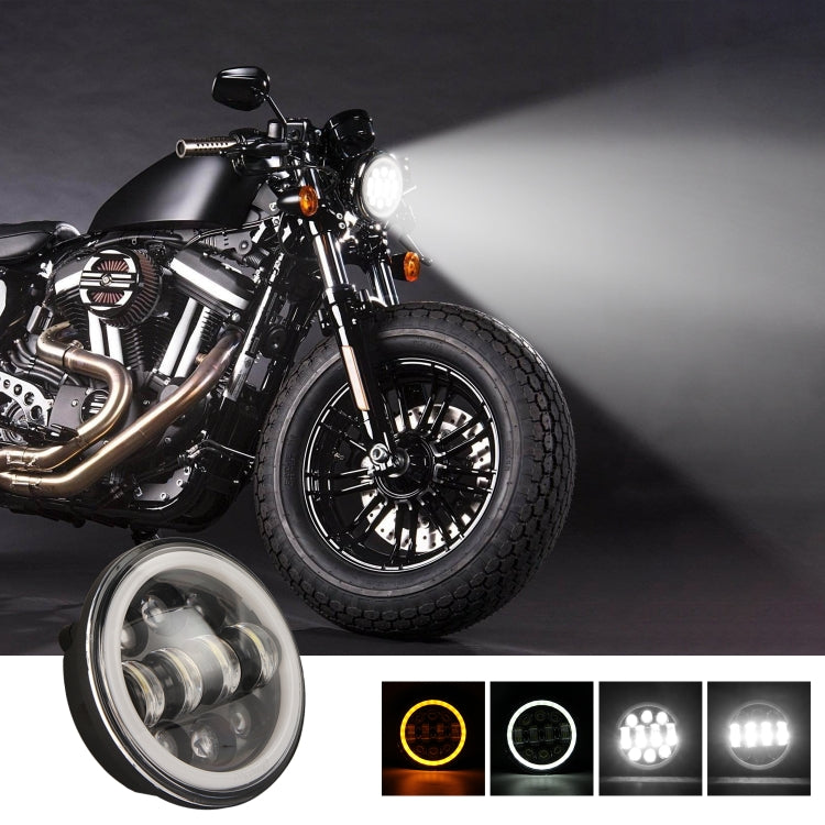 EagleVision DC9-30V 35W 6000K 4000LM Faro rotondo per moto 6LED da 5,75 pollici con Angel Eye per Harley-Davidson, 6LEDs