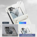 Custodia per telefono con anello a trama romboidale integrato e tecnologia RFID, con cordino lungo., For Samsung Galaxy Z Flip5 5G, For Samsung Galaxy Z Flip4 5G, For Samsung Galaxy Z Flip3 5G