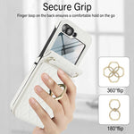 Custodia per telefono con anello a trama romboidale integrato e tecnologia RFID, con cordino lungo., For Samsung Galaxy Z Flip5 5G, For Samsung Galaxy Z Flip4 5G, For Samsung Galaxy Z Flip3 5G