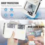 Custodia per telefono con anello a trama romboidale integrato e tecnologia RFID, con cordino lungo., For Samsung Galaxy Z Flip5 5G, For Samsung Galaxy Z Flip4 5G, For Samsung Galaxy Z Flip3 5G