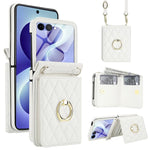 Custodia per telefono con anello a trama romboidale integrato e tecnologia RFID, con cordino lungo., For Galaxy Z Flip8 5G, For Samsung Galaxy Z Flip7 5G, For Samsung Galaxy Z Flip6 5G