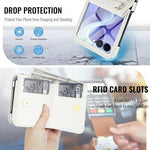 Custodia per telefono con anello a trama romboidale integrato e tecnologia RFID, con cordino lungo., For Galaxy Z Flip8 5G, For Samsung Galaxy Z Flip7 5G, For Samsung Galaxy Z Flip6 5G