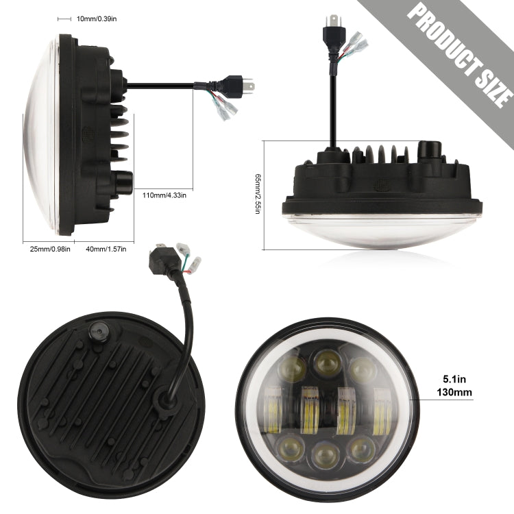 EagleVision DC9-30V 35W 6000K 4000LM Faro rotondo per moto 6LED da 5,75 pollici con Angel Eye per Harley-Davidson, 6LEDs