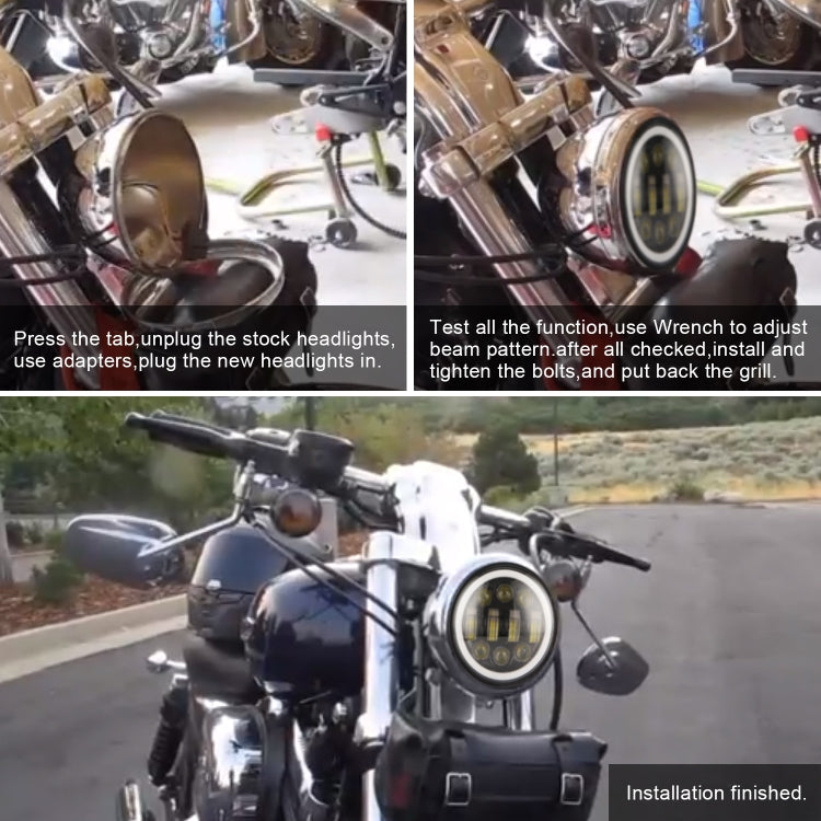 EagleVision DC9-30V 35W 6000K 4000LM Faro rotondo per moto 6LED da 5,75 pollici con Angel Eye per Harley-Davidson, 6LEDs