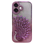 Custodia per telefono in TPU galvanizzato con effetto pavone in rilievo e strass glitterati, con pellicola protettiva per l'obiettivo., For iPhone 17 Pro Max, For iPhone 17 Pro, For iPhone 17, For iPhone 16 Pro Max