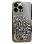 Custodia per telefono in TPU galvanizzato con effetto pavone in rilievo e strass glitterati, con pellicola protettiva per l'obiettivo., For iPhone 17 Pro Max, For iPhone 17 Pro, For iPhone 17, For iPhone 16 Pro Max