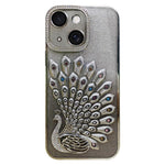 Custodia per telefono in TPU galvanizzato con effetto pavone in rilievo e strass glitterati, con pellicola protettiva per l'obiettivo., For iPhone 15 Pro, For iPhone 15, For iPhone 14, For iPhone 14 Pro