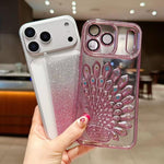 Custodia per telefono in TPU galvanizzato con effetto pavone in rilievo e strass glitterati, con pellicola protettiva per l'obiettivo., For iPhone 16 Pro, For iPhone 16 Plus, For iPhone 16, For iPhone 15 Pro Max