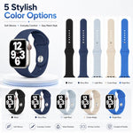 Confezione da 5 cinturini per orologio sportivo in silicone tinta unita xDfin, For Apple Watch 42 / 44 / 45 / 46 / 49mm, For Apple Watch 38 / 40 / 41 / S11 42mm