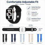 Confezione da 5 cinturini per orologio sportivo in silicone tinta unita xDfin, For Apple Watch 42 / 44 / 45 / 46 / 49mm, For Apple Watch 38 / 40 / 41 / S11 42mm