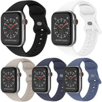 Confezione da 5 cinturini per orologio in silicone con fibbia a farfalla xDfind, For Apple Watch 42 / 44 / 45 / 46 / 49mm, For Apple Watch 38 / 40 / 41 / S11 42mm