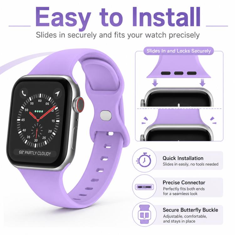 Confezione da 5 cinturini per orologio in silicone con fibbia a farfalla xDfind, For Apple Watch 42 / 44 / 45 / 46 / 49mm, For Apple Watch 38 / 40 / 41 / S11 42mm