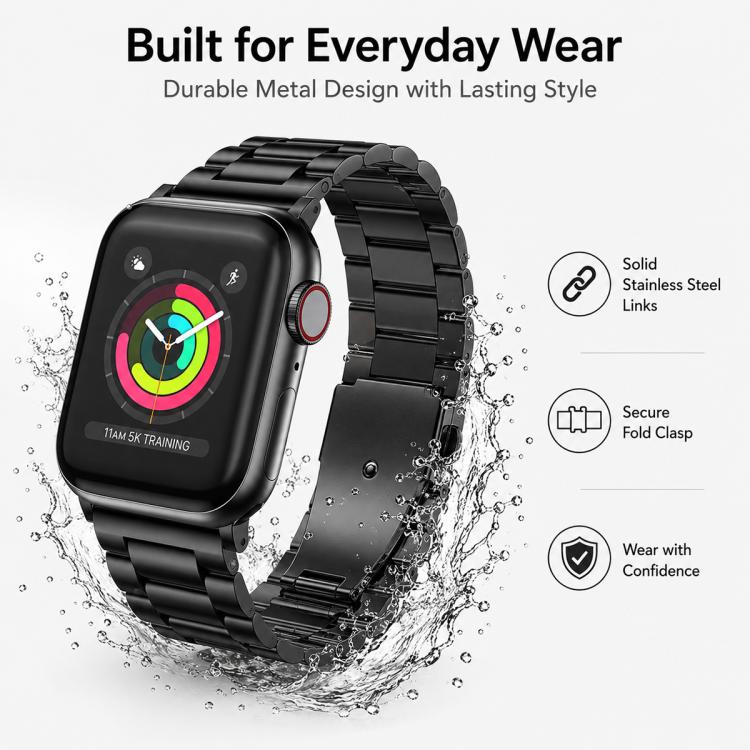 Confezione da 5 cinturini per orologio xDfind con fibbia pieghevole a tre perline in acciaio inossidabile, For Apple Watch 42 / 44 / 45 / 46 / 49mm, For Apple Watch 38 / 40 / 41 / S11 42mm