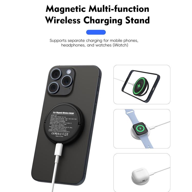 Caricabatterie wireless magnetico multifunzione da 15 W con supporto pieghevole
