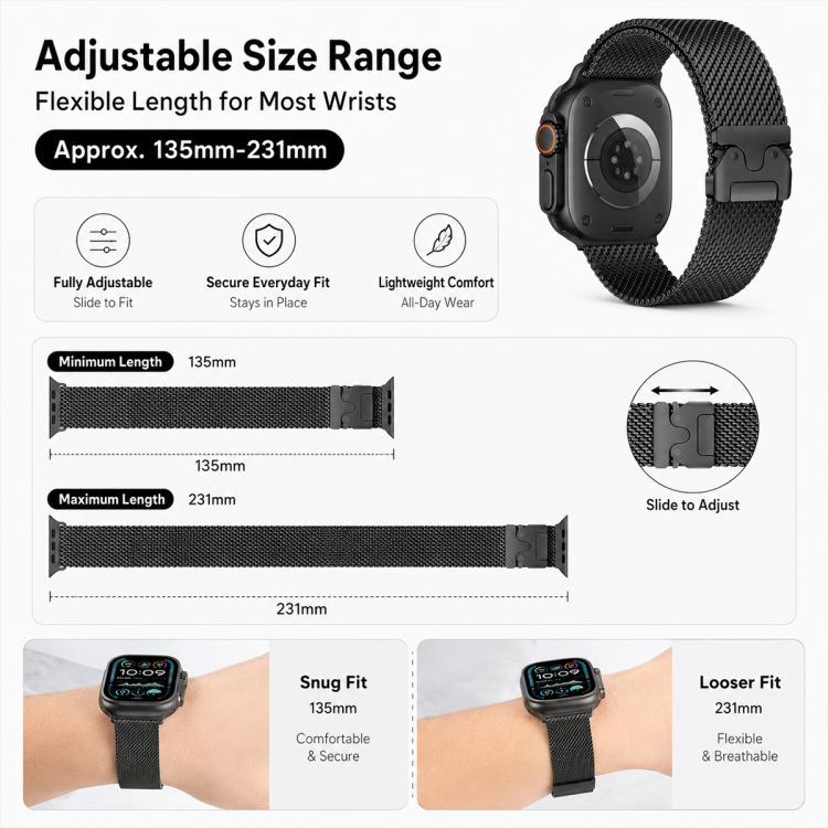 Confezione da 5 cinturini per orologio misti con fibbia a ombrello xDfind, fibbia milanese e fibbia a farfalla., For Apple Watch 42 / 44 / 45 / 46 / 49mm, For Apple Watch 38 / 40 / 41 / S11 42mm