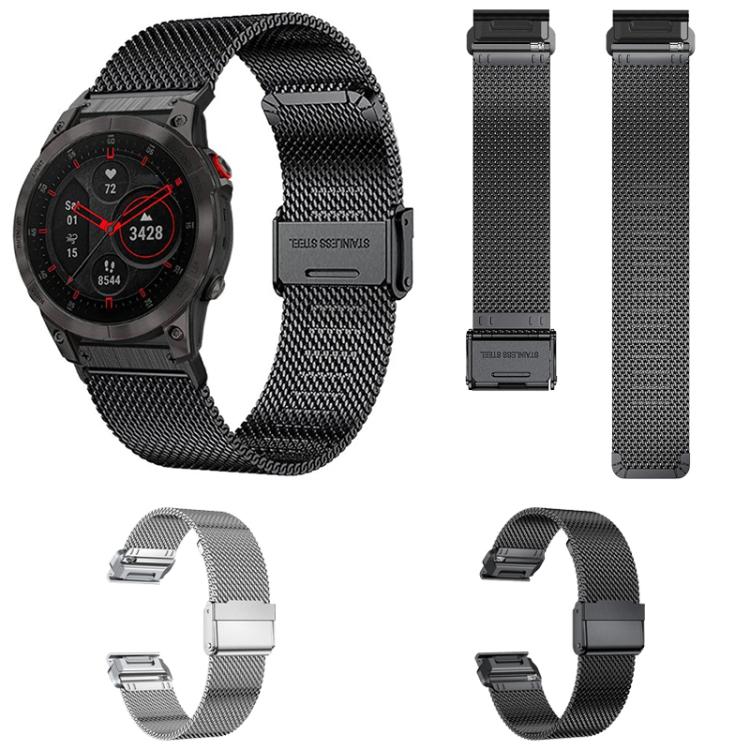 Cinturino per orologio Tactix in acciaio inossidabile con fibbia milanese separata, For Garmin 26mm, For Garmin 22mm, For Garmin 20mm