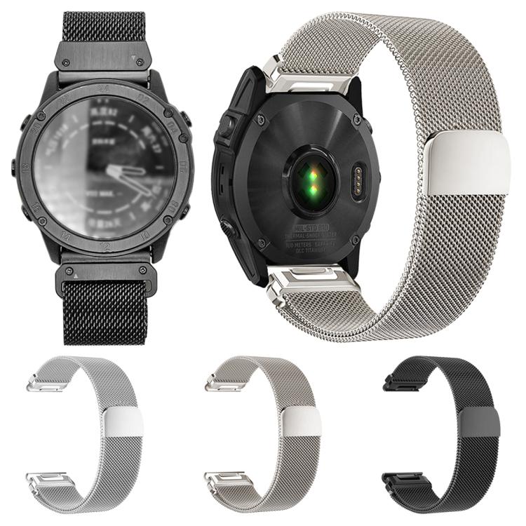 Cinturino per orologio integrato Tactix Milanese magnetico in acciaio inossidabile, For Garmin 26mm, For Garmin 22mm, For Garmin 20mm