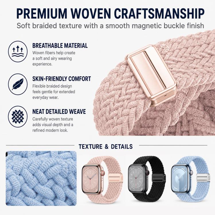 Confezione da 5 cinturini per orologio intrecciati con fibbia magnetica xDfind, For Apple Watch 42 / 44 / 45 / 46 / 49mm, For Apple Watch 38 / 40 / 41 / S11 42mm