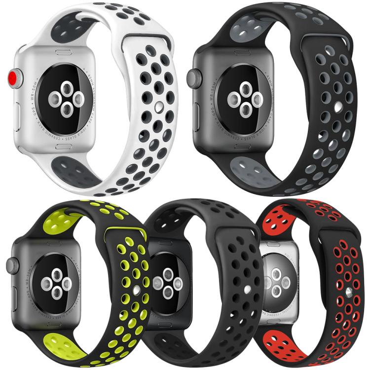 Confezione da 5 cinturini per orologio sportivo in silicone bicolore xDfin, For Apple Watch 42 / 44 / 45 / 46 / 49mm, For Apple Watch 38 / 40 / 41 / S11 42mm