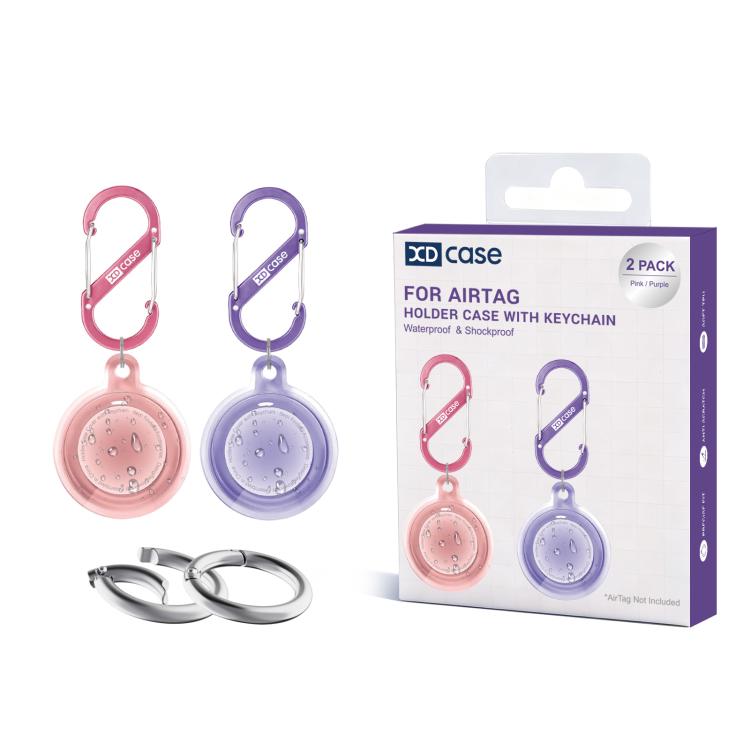 Confezione da 2 custodie protettive in TPU impermeabili a copertura totale con portachiavi XDcase, For AirTag 2nd Gen / 1st Gen