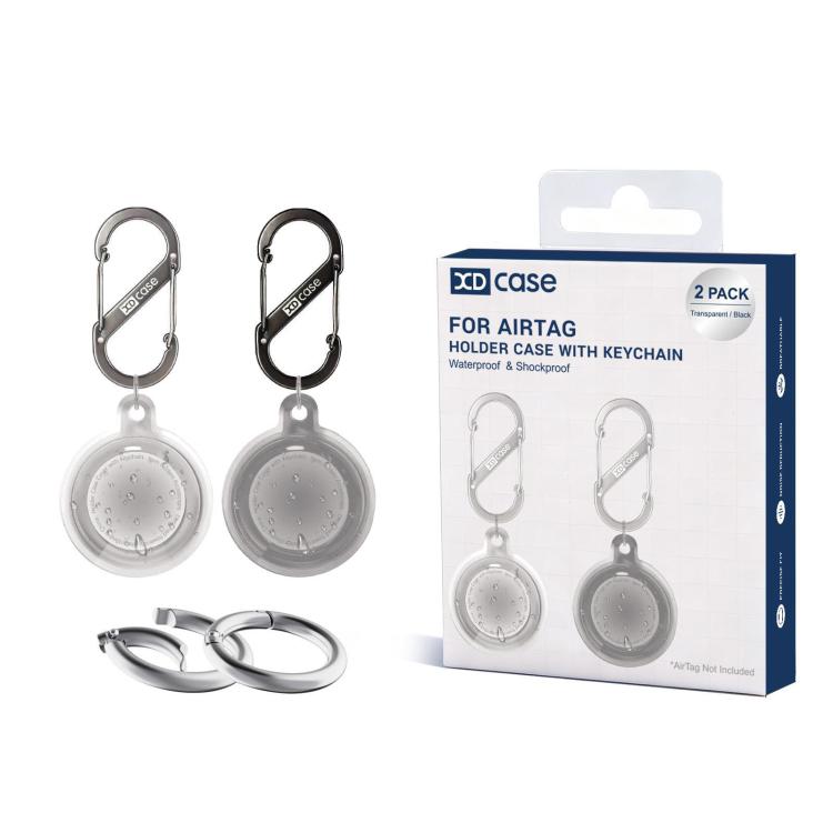 Confezione da 2 custodie protettive in TPU impermeabili a copertura totale con portachiavi XDcase, For AirTag 2nd Gen / 1st Gen