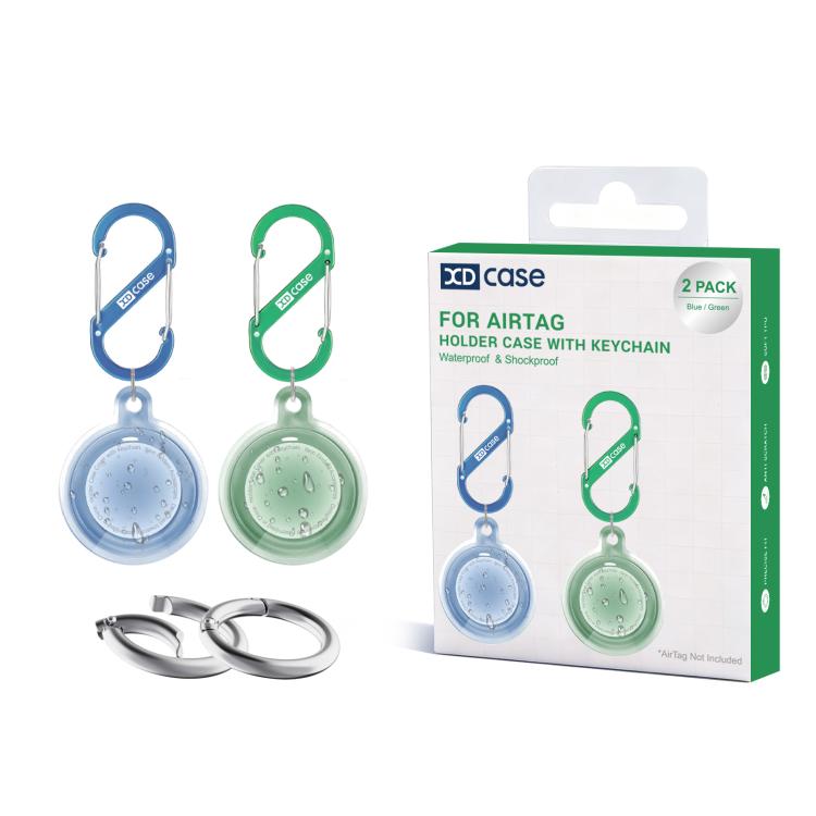 Confezione da 2 custodie protettive in TPU impermeabili a copertura totale con portachiavi XDcase, For AirTag 2nd Gen / 1st Gen