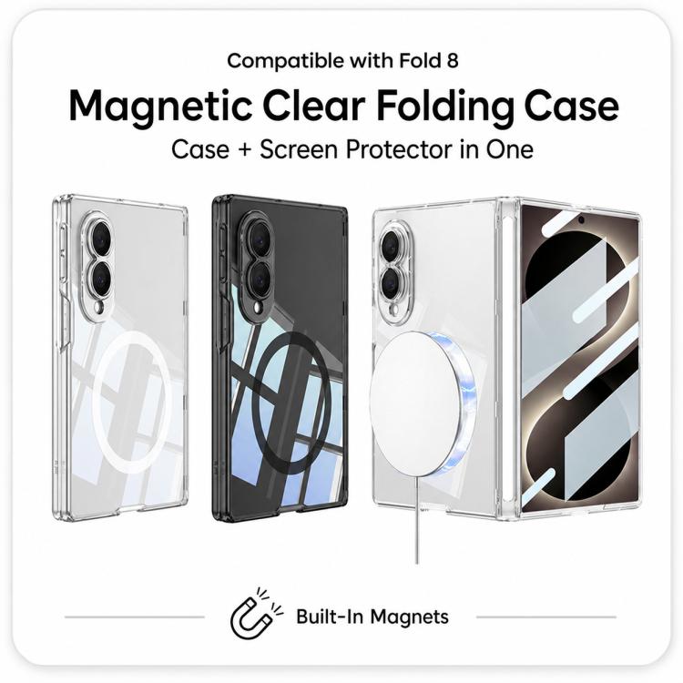 Custodia per telefono trasparente pieghevole magnetica GKK MagSafe, For Galaxy Z Fold8 5G, For Galaxy Z Fold8 Ultra 5G, For Samsung Galaxy Z Fold7 5G