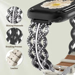 Cinturino per orologio xDfind ibrido in acciaio inossidabile con diamanti e vera pelle, For Apple Watch 42 / 44 / 45 / 46 / 49mm, For Apple Watch 38 / 40 / 41 / S11 42mm