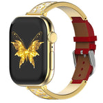 Cinturino per orologio xDfind Butterfly in acciaio inossidabile ibrido e vera pelle, For Apple Watch 42 / 44 / 45 / 46 / 49mm, For Apple Watch 38 / 40 / 41 / S11 42mm
