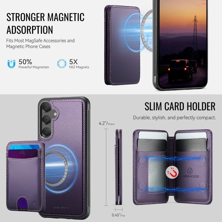 Custodia per telefono in pelle JEEHOOD J10 con porta carte a ribalta, MagSafe Split RFID., For Samsung Galaxy A35 5G, For Samsung Galaxy A24 4G, For Samsung Galaxy A34 5G, For Samsung Galaxy A54 5G