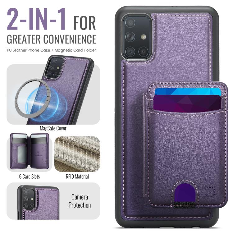 Custodia per telefono in pelle JEEHOOD J10 con porta carte a ribalta, MagSafe Split RFID., For Samsung Galaxy A51 4G, For Samsung Galaxy A50