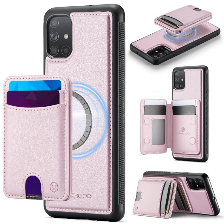 Custodia per telefono in pelle JEEHOOD J10 con porta carte a ribalta, MagSafe Split RFID., For Samsung Galaxy A51 4G, For Samsung Galaxy A50